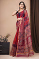 Hand Block Printed Kota Doria Saree CMSRE06SV0023