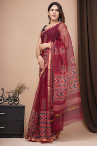 Hand Block Printed Kota Doria Saree