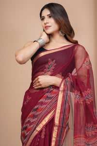 Hand Block Printed Kota Doria Saree