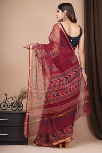 Hand Block Printed Kota Doria Saree