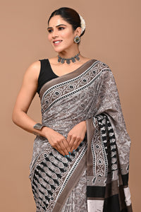 Printed Pure Cotton Mulmul Saree With Blouse