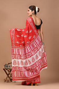 Printed Pure Cotton Mulmul Saree With Blouse