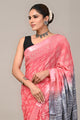 Block Printed Cotton Linen Saree With Unstitched Blouse