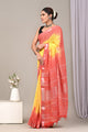 Block Printed Cotton Linen Saree With Unstitched Blouse