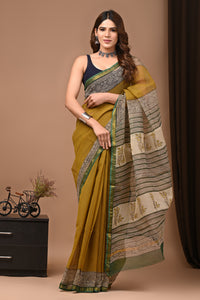 Crafts Moda Exclusive Block Printed Kota Doria Saree With Blouse