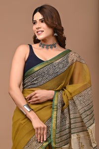 Crafts Moda Exclusive Block Printed Kota Doria Saree With Blouse