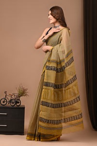 Crafts Moda Exclusive Block Printed Kota Doria Saree With Blouse