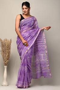 Exclusive Hand Block Printed Kota Doria Saree