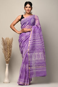 Exclusive Hand Block Printed Kota Doria Saree