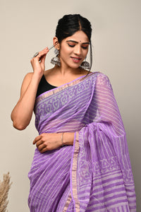 Exclusive Hand Block Printed Kota Doria Saree