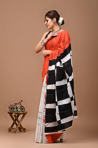 Printed Pure Cotton Mulmul Saree With Blouse