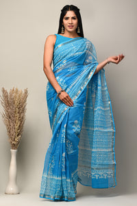 Exclusive Hand Block Printed Kota Doria Saree