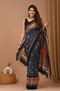 Crafts Moda Beautiful Block Printed Assam Silk Saree