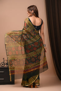 Traditional Hand Block Printed Kota Doria Saree