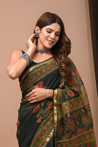 Traditional Hand Block Printed Kota Doria Saree