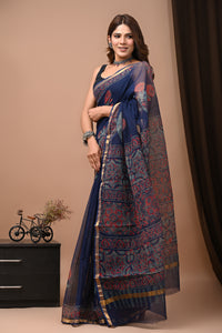 Exclusive Hand Block Printed Kota Doria Saree