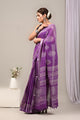 Dabu Print Cotton Linen Saree With Unstitched Blouse