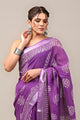 Dabu Print Cotton Linen Saree With Unstitched Blouse