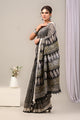 Dabu Print Cotton Linen Saree With Unstitched Blouse