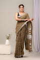 Dabu Print Cotton Linen Saree With Unstitched Blouse