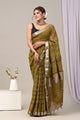 Hand Block Printed Linen Saree With Unstitched Blouse