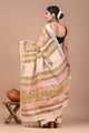 Block Printed Cotton linen Saree With Unstiched Blouse