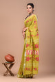 Block Printed Cotton linen Saree With Unstiched Blouse