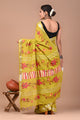 Block Printed Cotton linen Saree With Unstiched Blouse