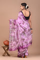 Block Printed Cotton linen Saree With Unstiched Blouse