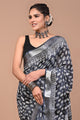 Block Printed Cotton linen Saree With Unstiched Blouse