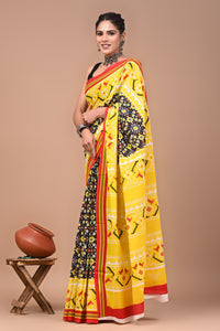 Printed Pure Cotton Mulmul Saree With Blouse