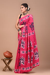 Printed Pure Cotton Mulmul Saree With Blouse