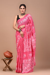 Printed Pure Cotton Mulmul Saree With Blouse