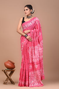 Printed Pure Cotton Mulmul Saree With Blouse