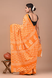 Printed Pure Cotton Mulmul Saree With Blouse