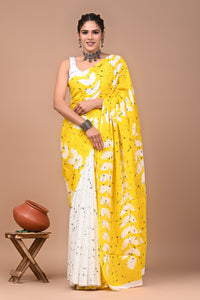 Printed Pure Cotton Mulmul Saree With Blouse