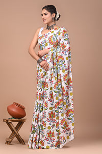 Printed Pure Cotton Mulmul Saree With Blouse