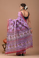 Block Printed Cotton linen Saree With Unstiched Blouse