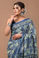 Block Printed Cotton linen Saree With Unstiched Blouse