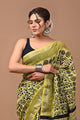 Block Printed Cotton linen Saree With Unstiched Blouse