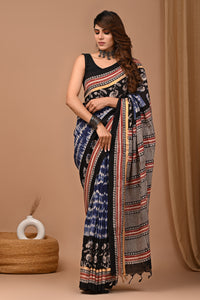 Crafts Moda Beautiful Block Printed Assam Silk Saree