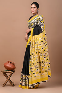 Jaipuri Printed Pure Cotton Mulmul Saree With Blouse