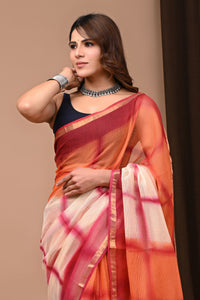 Crafts Moda Shibori Tie & Dye Kota Doria Saree With Blouse