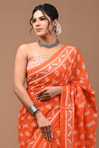 Printed Pure Cotton Mulmul Saree With Blouse