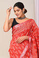 Hand Block Printed Linen Saree With Unstitched Blouse