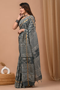 Crafted Exclusive Block Printed Assam Silk Saree