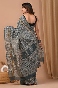 Crafted Exclusive Block Printed Assam Silk Saree