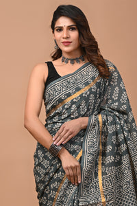Crafted Exclusive Block Printed Assam Silk Saree