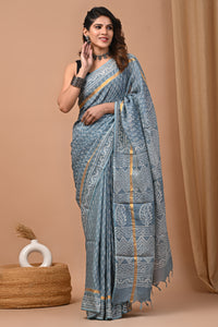 Crafted Exclusive Block Printed Assam Silk Saree
