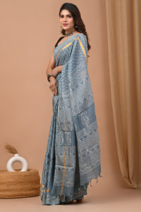 Crafted Exclusive Block Printed Assam Silk Saree